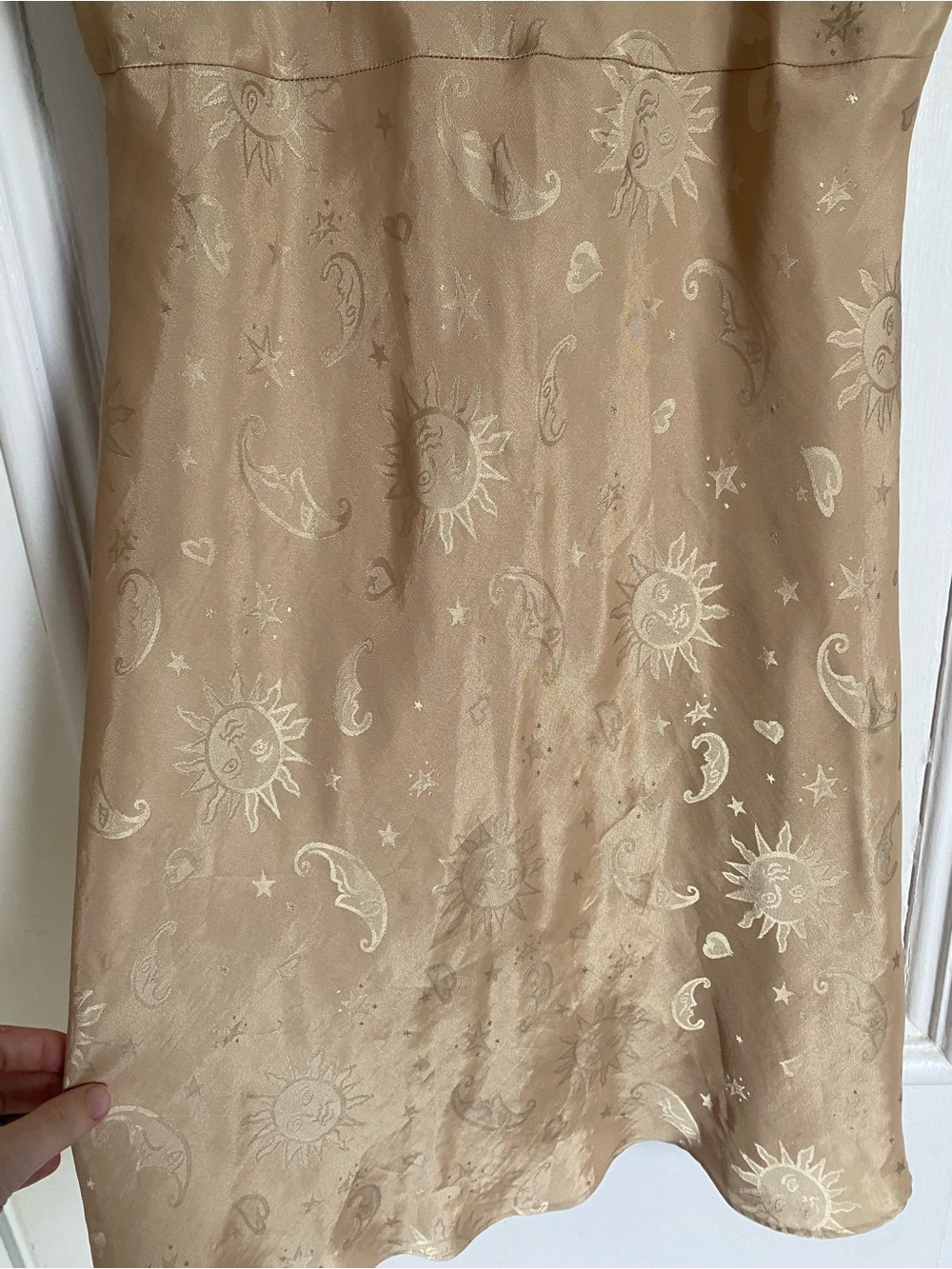 ‼️SOLD OUT‼️Vintage y2k Gold Slip Dress with Celestial Print - Picture 5 of 10